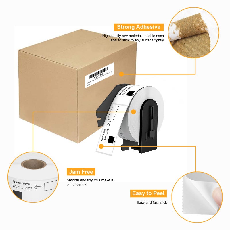 Labelebal (12 Rolls + 1 Frame, 4800 Labels) Labelebal Compatible 1-1/7"" x 3-1/2""(29mm x 89mm) Direct Thermal Labels Replacement for DK-1201 Shipping Mailing Postage Address Compatible for Brother QL Printer - Image 3